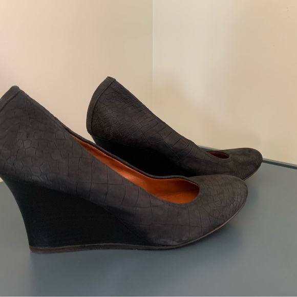 Lanvin Croc-Embossed Ballerina Wedge Pump - Black - Size 8.5 - Picture 5 of 6